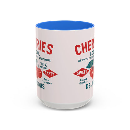 "Delicious Cherries", Colorful Mugs (11oz, 15oz) (Sea Salt Sherbet)