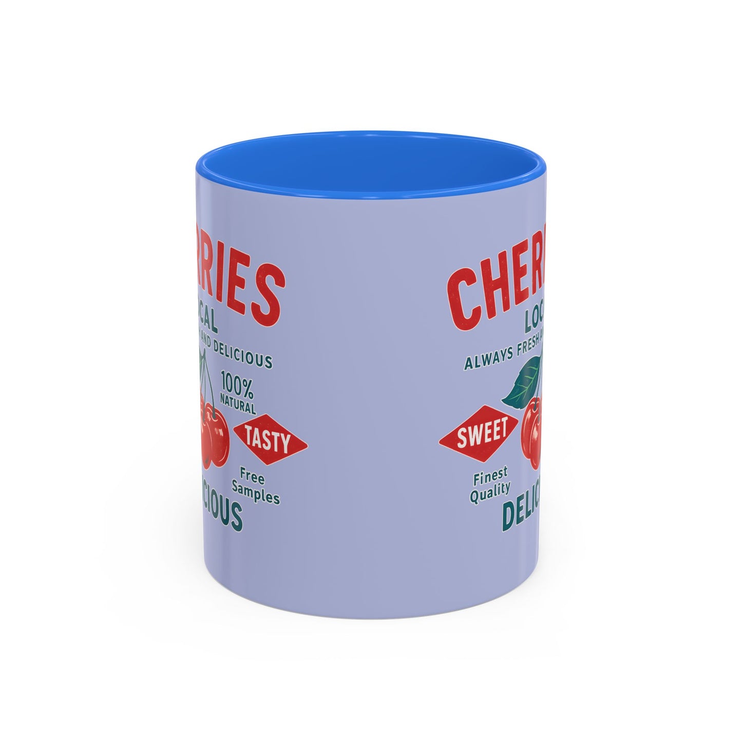 "Delicious Cherries", Colorful Mugs (11oz, 15oz) (Retro Periwinkle)