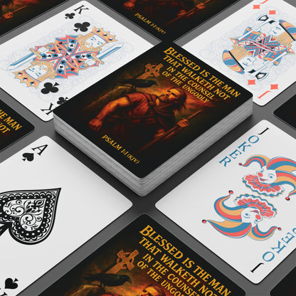 "Psalms 1:1 (KJV)", Retro Playing Cards (Void Black)