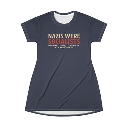 "Nazis were Socialists", T-Shirt Dress (Burka Blue Grey)