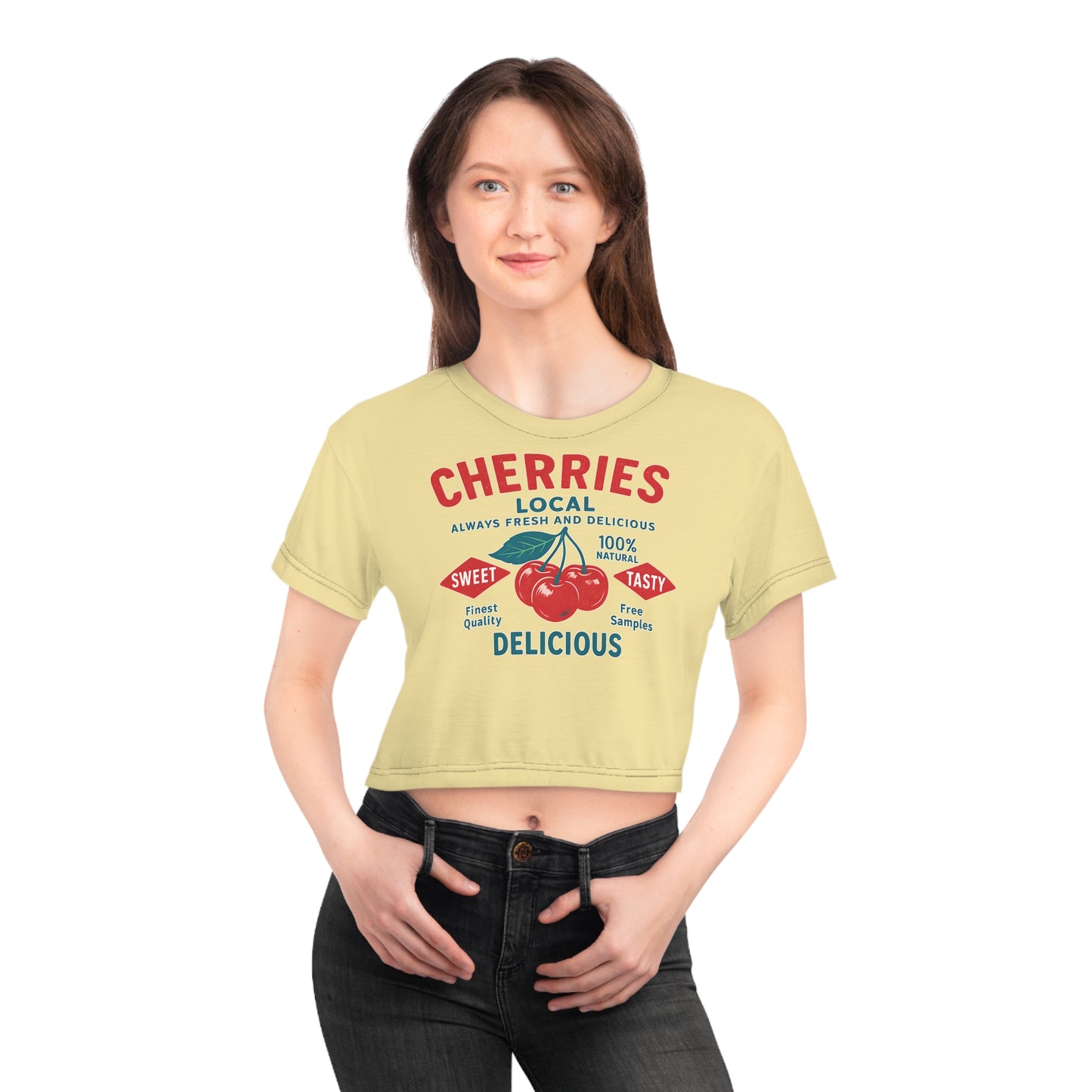 "Delicious Cherries", Crop Tee (Sanctum Veil)