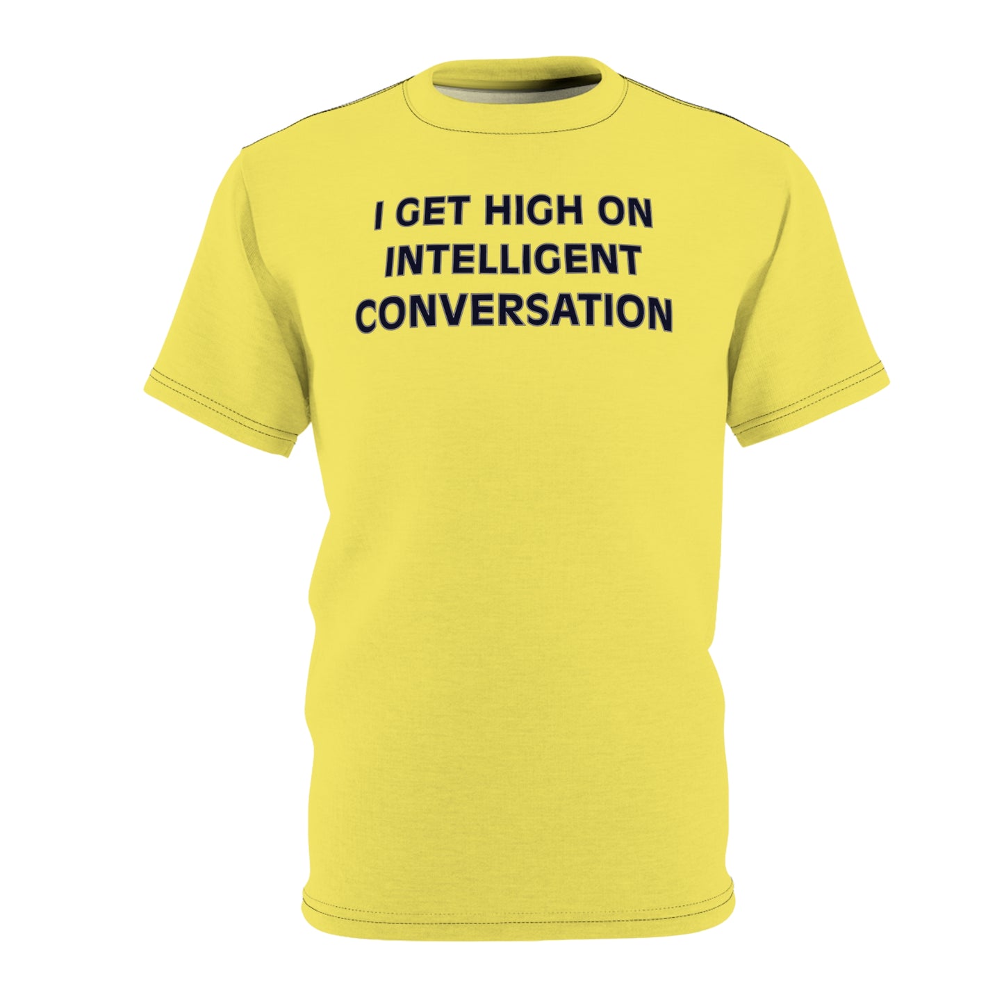 "Intelligent Conversation", Unisex T-shirt (Corn Yellow)
