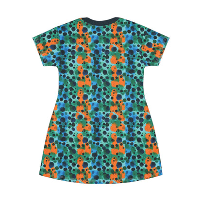"Midnight Coral", T-Shirt Dress (Atlantic Storm Collar)