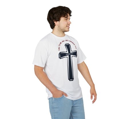 "Call to Me - Jeremiah 33:3" #01, Unisex Tee (Linen White)