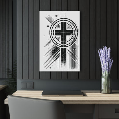 "Abstract High Cross" Acrylic Wall Prints (French Cleat Hanging) (Linen White)