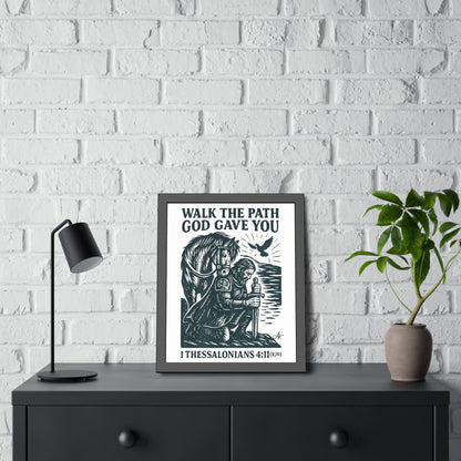 "1 Thessalonians 4:11 (KJV)", Framed Paper Poster (Porcelain White)