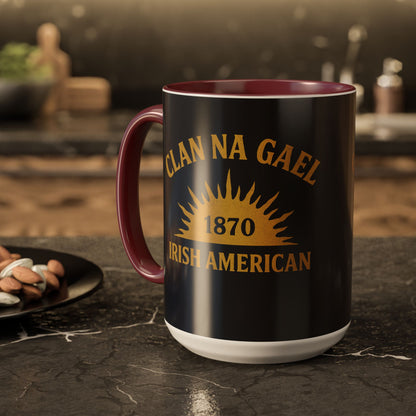 "Clan na Gael - Irish American", Colorful Mugs (11oz, 15oz) (Black Denim)