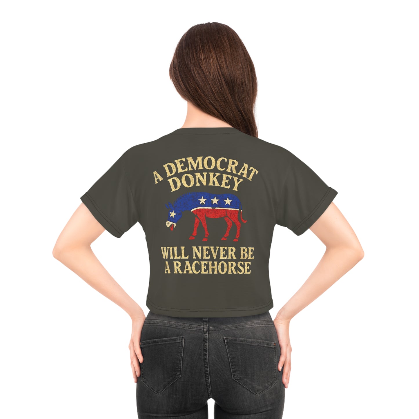 "A Democrat Donkey", Political Crop Tee (Zambeze Plains Grey)