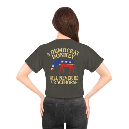 "A Democrat Donkey", Political Crop Tee (Zambeze Plains Grey)