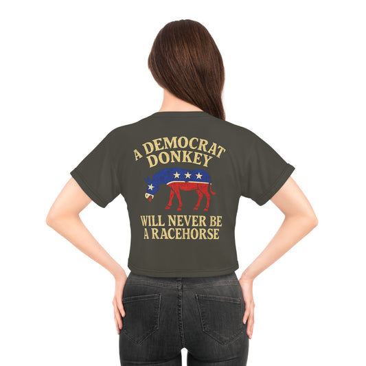 "A Democrat Donkey", Political Crop Tee (Zambeze Plains Grey)