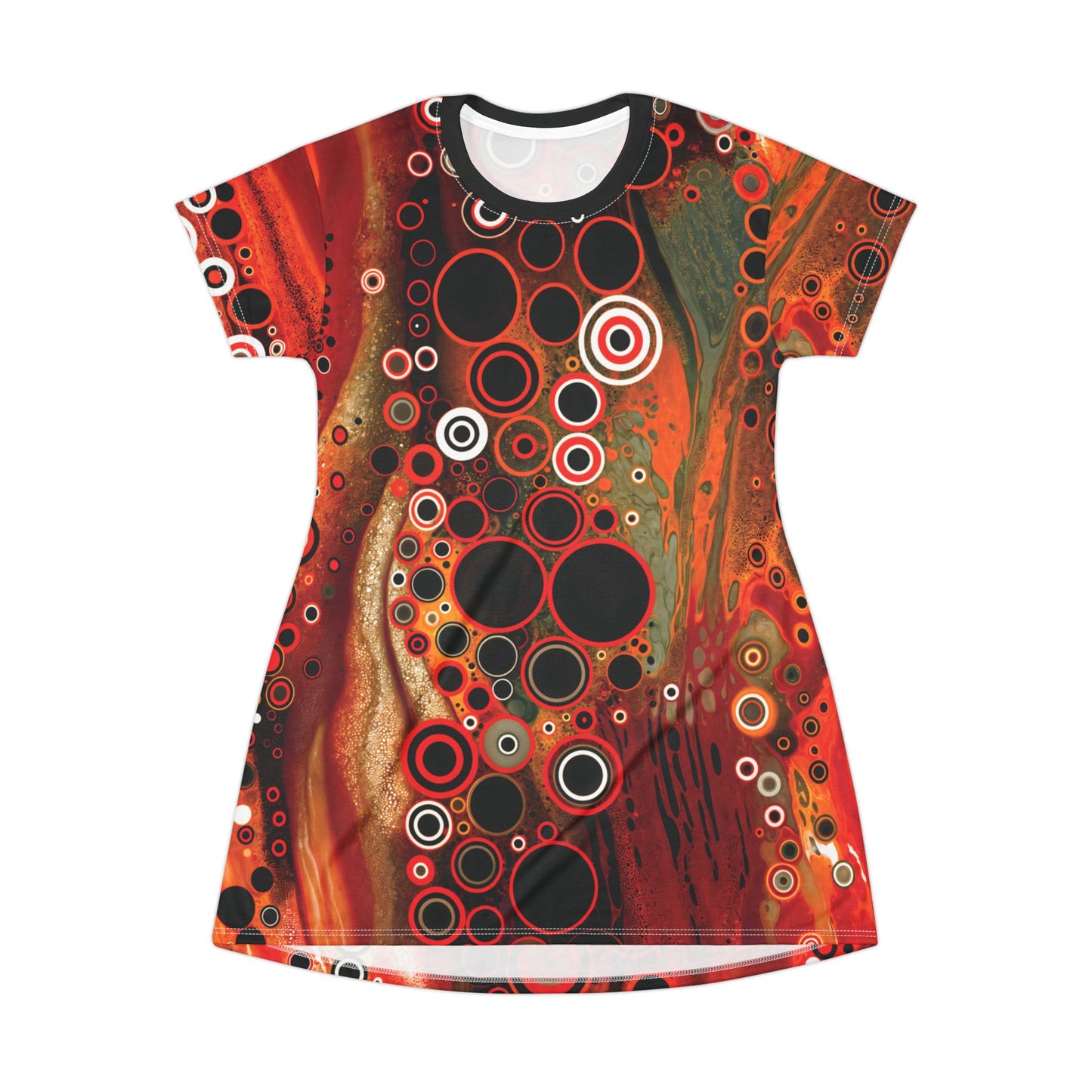 "Abstract #08", Wearable Fine Art T-Shirt Dress (Blick Black Collar)