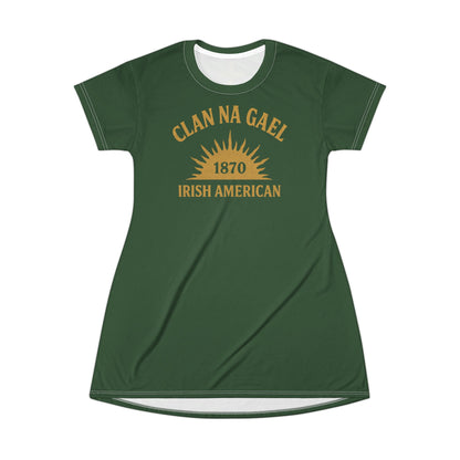 "Clan na Gael - Irish American", T-Shirt Dress (Brithemain Green)