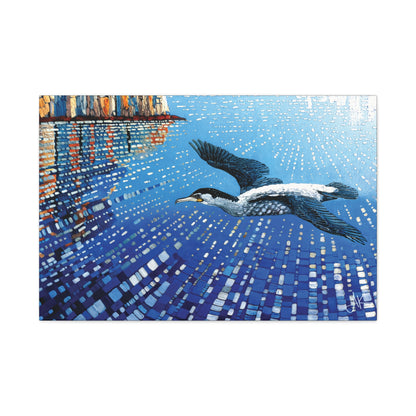 "Sky Kin I – Gannet Over the Reflecting Stack", Fine Art Matte Canvas, Stretched, 1.25"