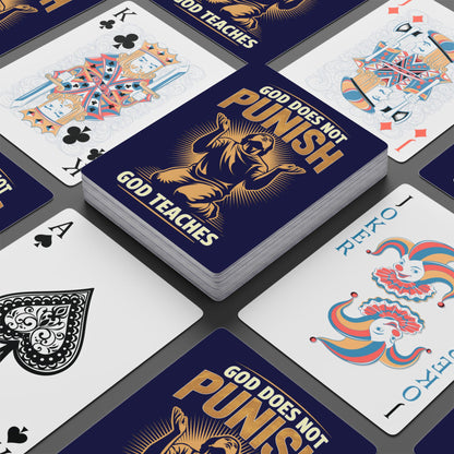 "God Does Not Punish - God Teaches" #02, Christian Playing Cards (Obsidian Blue)