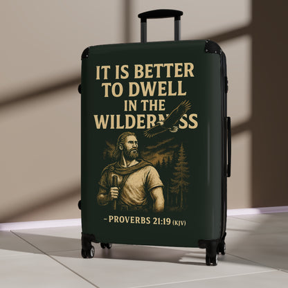 "Proverbs 21:19 (KJV), Suitcases (Dark Woodland Green)
