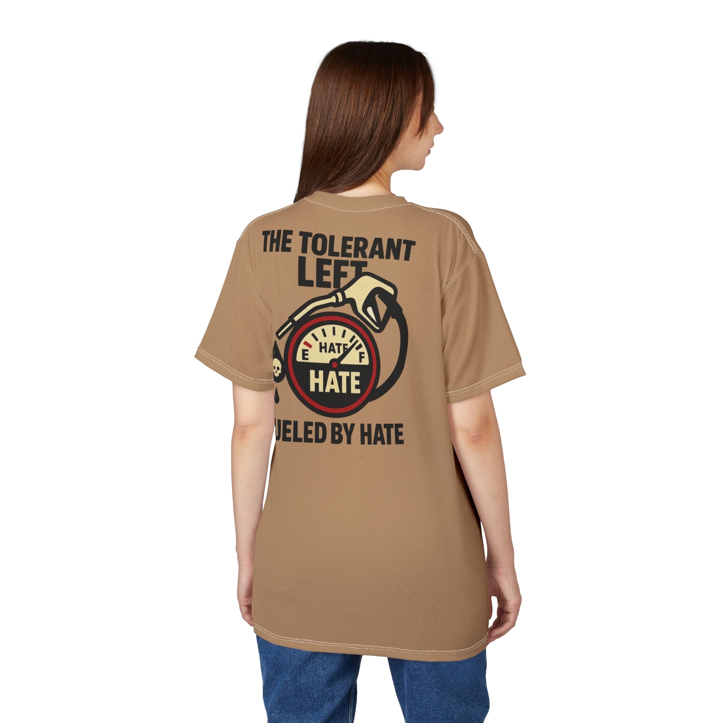 "The Tolerant Left", Unisex T-shirt (Camel Brown)
