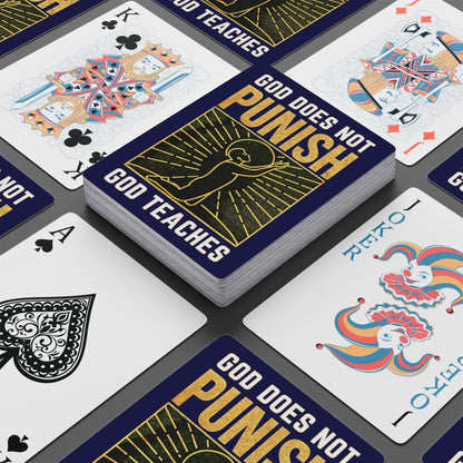 "God Does Not Punish - God Teaches" #03, Christian Playing Cards (Obsidian Blue)