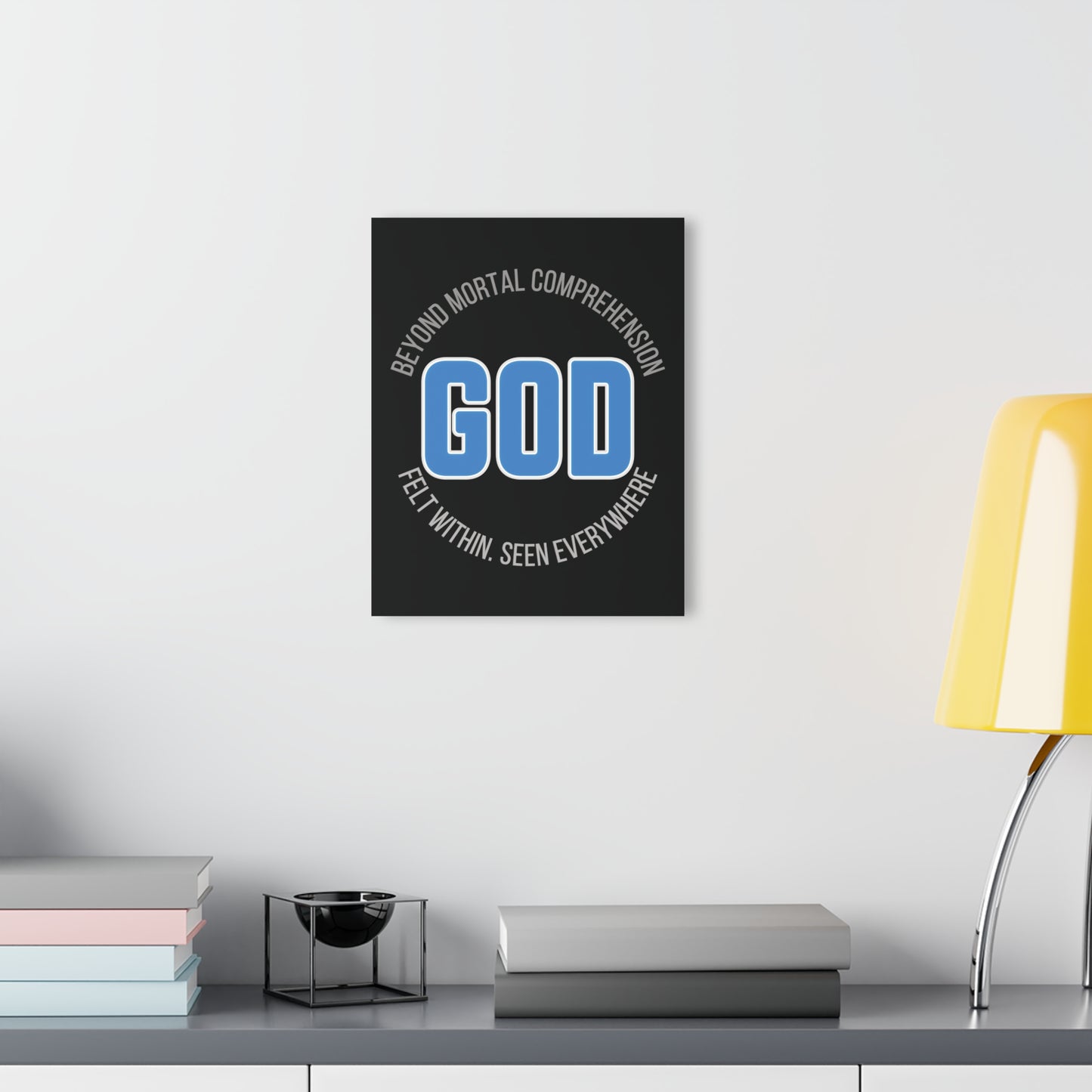"GOD - Beyond Mortal Comprehension", Acrylic Wall Print (French Cleat Hanging) (Void Black)