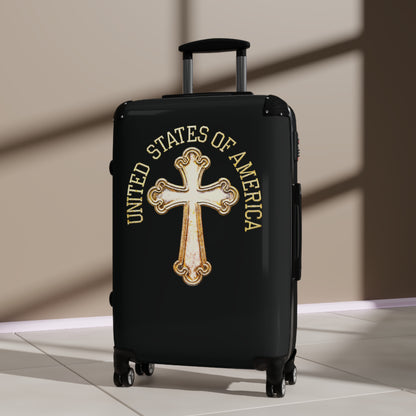 "USA Gold Cross" Suitcases (Black)