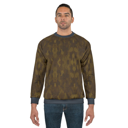 "Swamp Recon Camouflage", Unisex Sweatshirt (Drowned Indigo Cuffs and Collar)