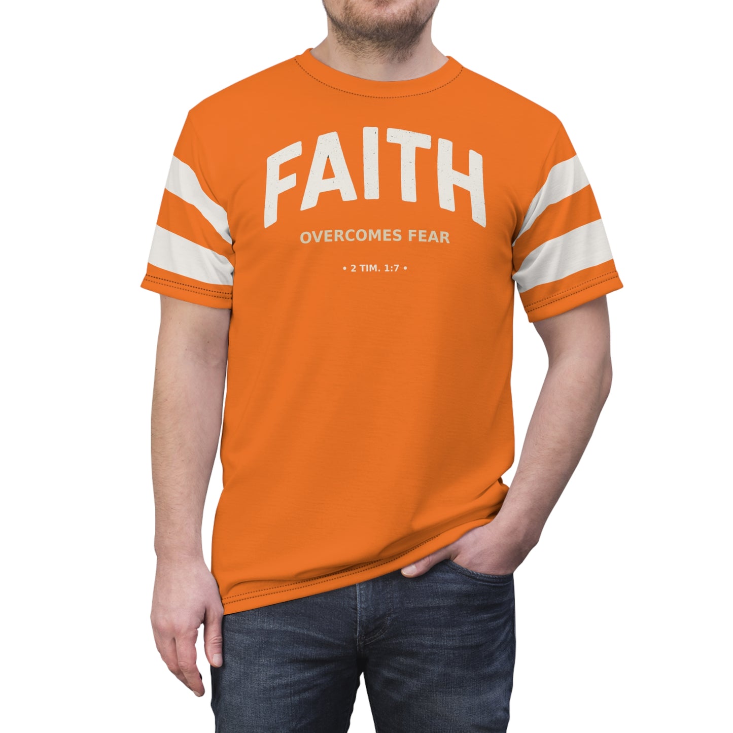 "Faith Overcomes Fear", Unisex Tee (Pumpkin Orange)