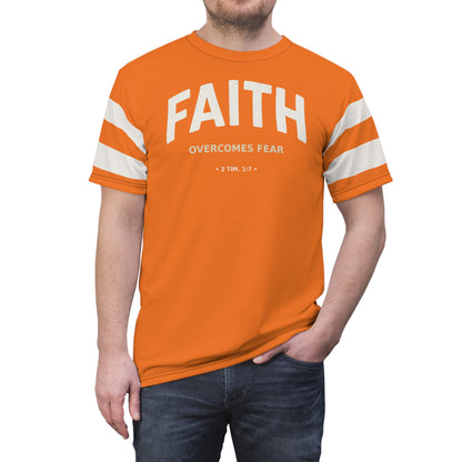 "Faith Overcomes Fear", Unisex Tee (Pumpkin Orange)