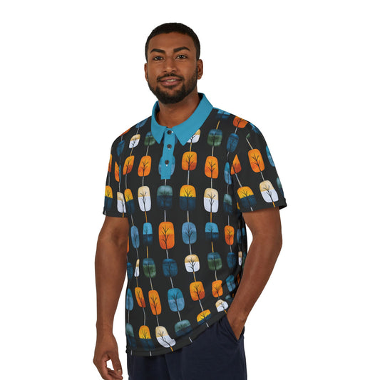 "Skyroot Grove", Unisex Polo Shirt (Turquoise Collar)