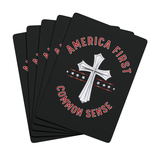 "America First - Common Sense", Political Playing Cards (Void Black)