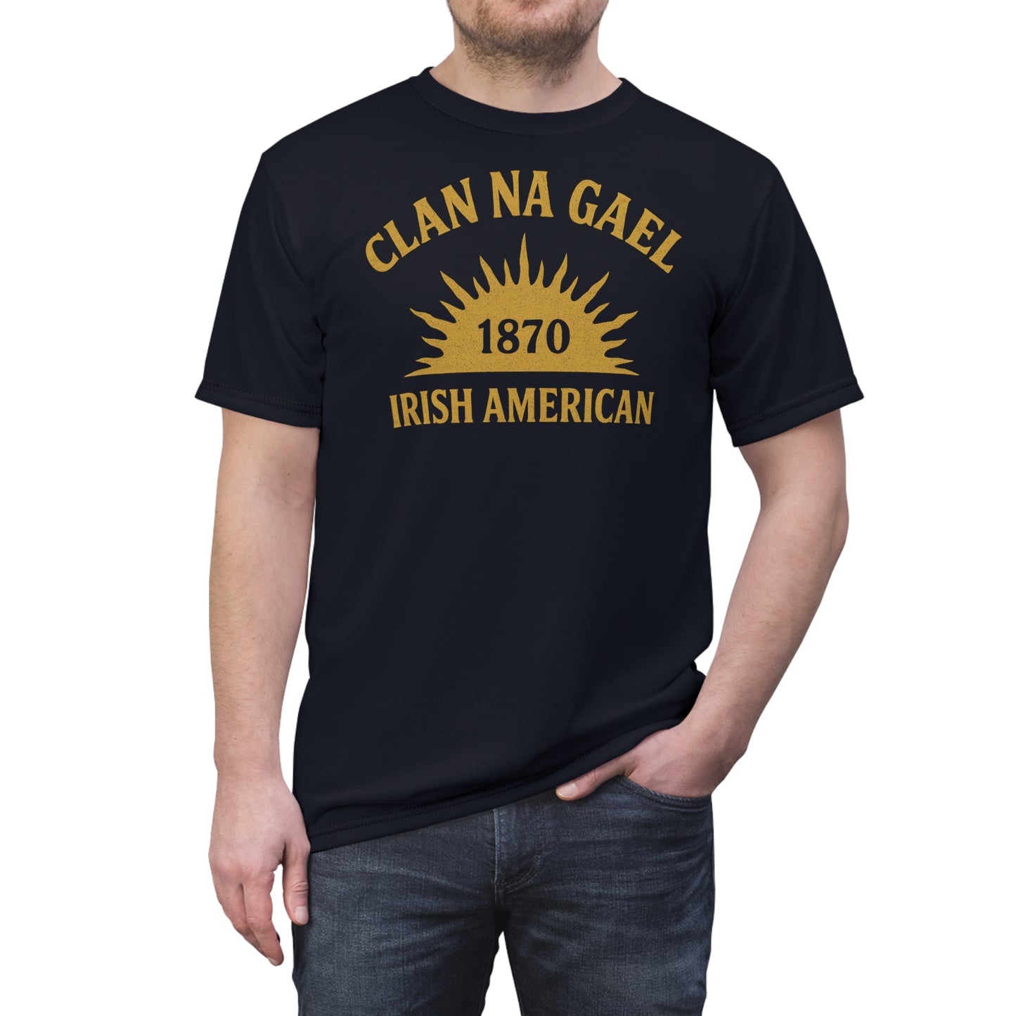 "Clan na Gael - Irish American", Unisex T-shirt (Black Denim)