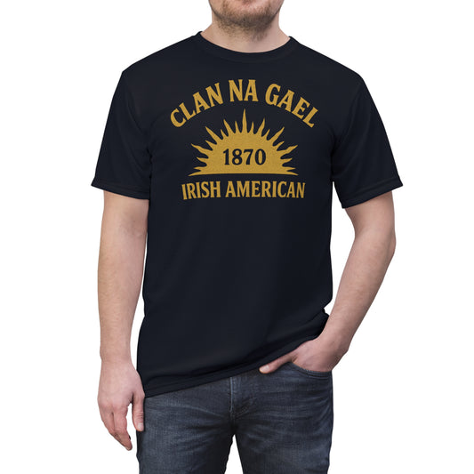 "Clan na Gael - Irish American", Unisex T-shirt (Black Denim)