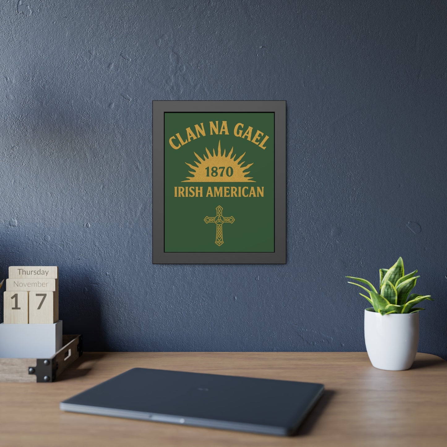 "Clan na Gael - Irish American", Framed Paper Poster (Brithemain Green)