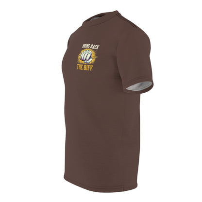 "Bring Back The Biff", Unisex T-shirt (Zanzibar Brown)