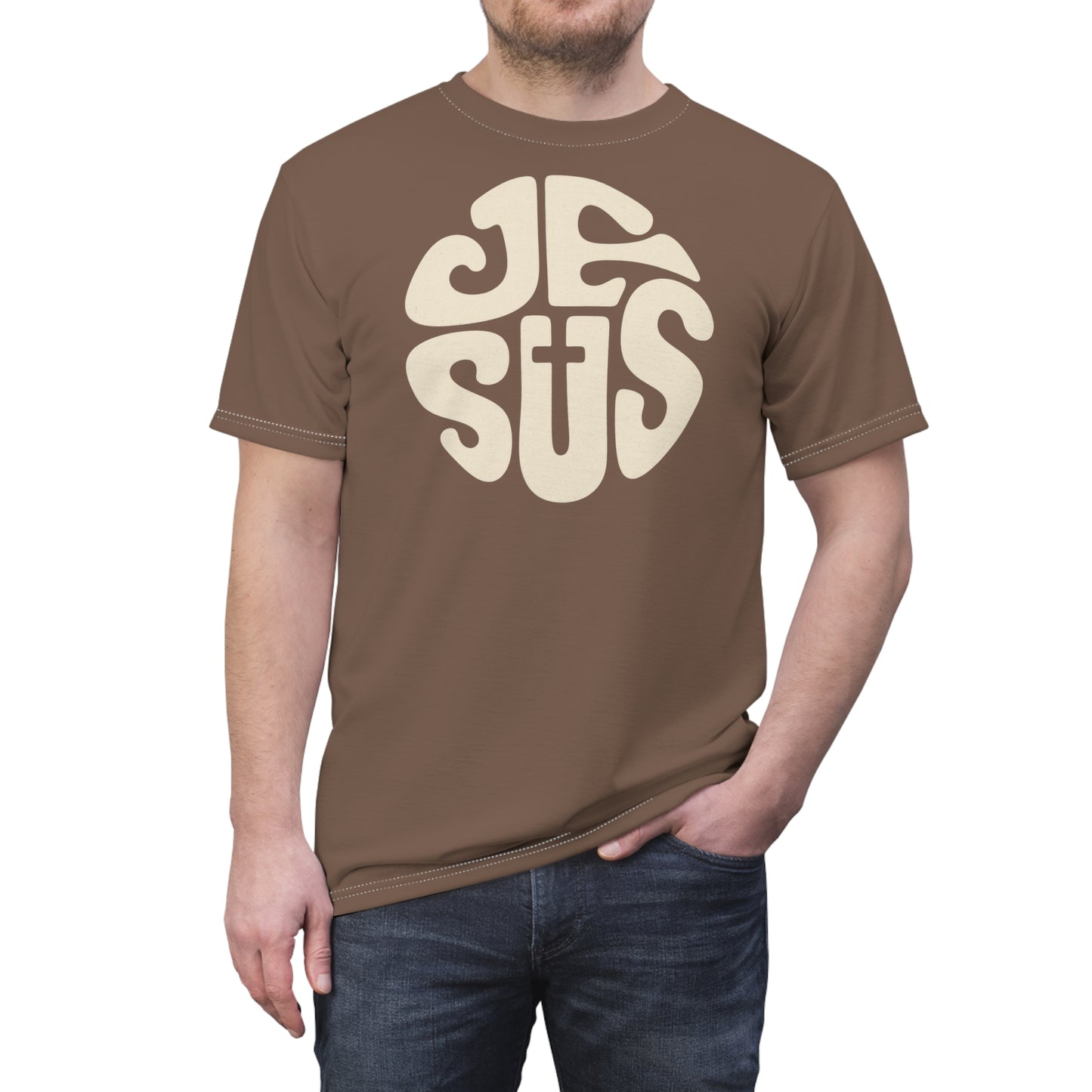 "Retro Jesus", Unisex T-shirt (Clove Brown)
