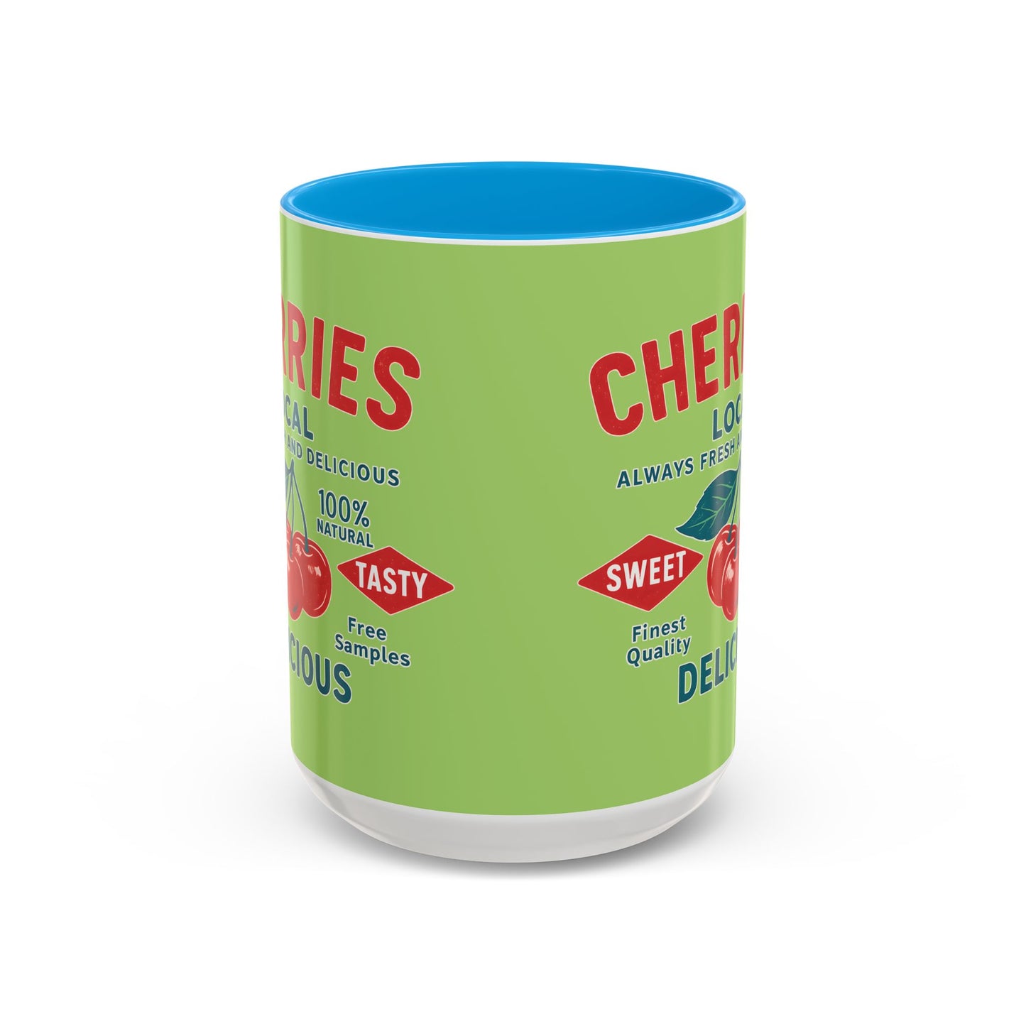 "Delicious Cherries", Colorful Mugs (11oz, 15oz) (Orchard Lime)