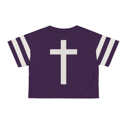 "Faith Overcomes Fear", Crop Tee (Imperial Plum)