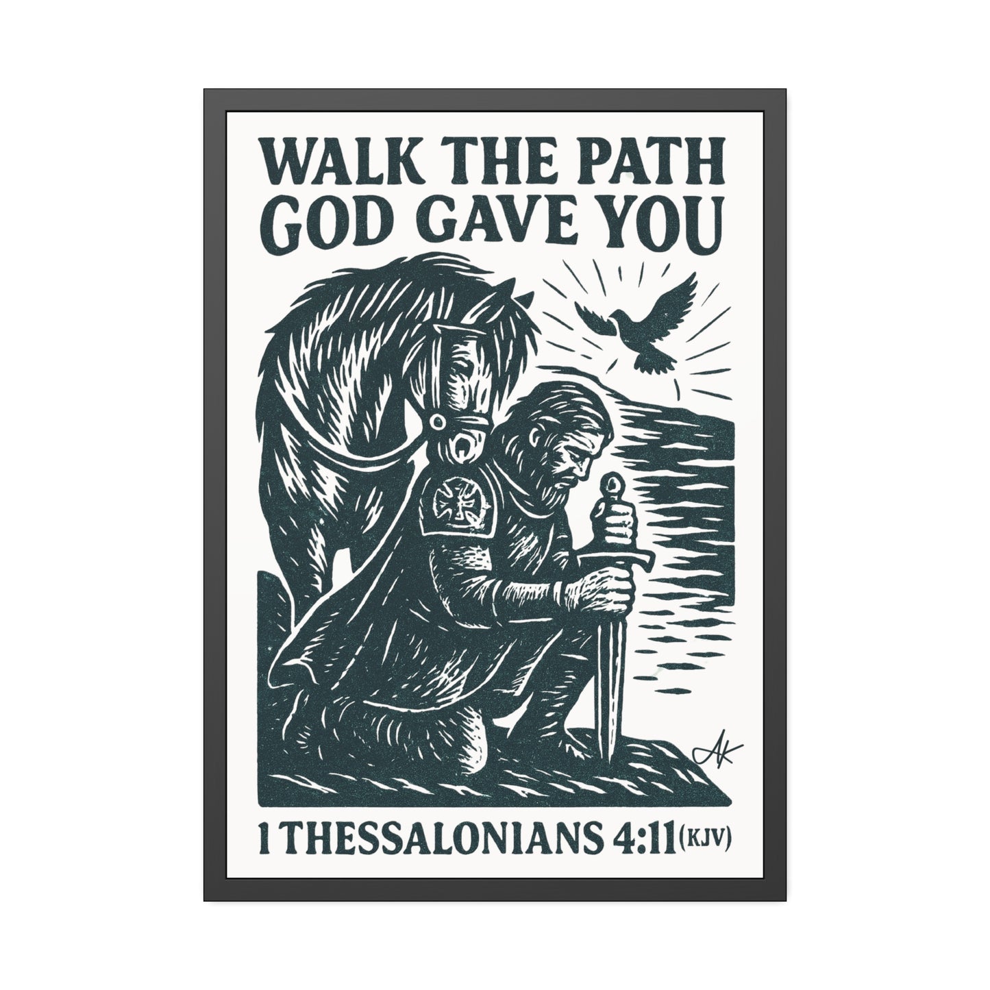 "1 Thessalonians 4:11 (KJV)", Framed Paper Poster (Porcelain White)