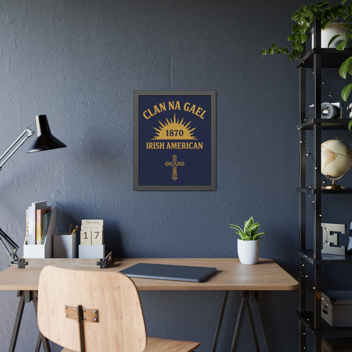 "Clan na Gael - Irish American", Framed Paper Poster (Mariana Blue)