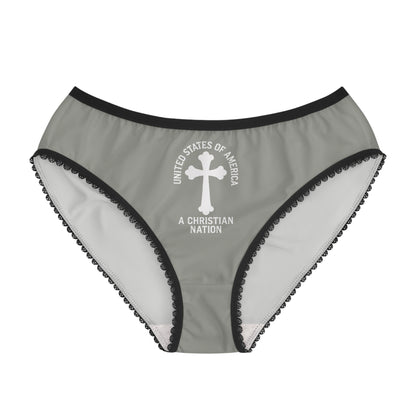 "USA - A Christian Nation" #04, Women's Briefs (Old Church Slate Grey)
