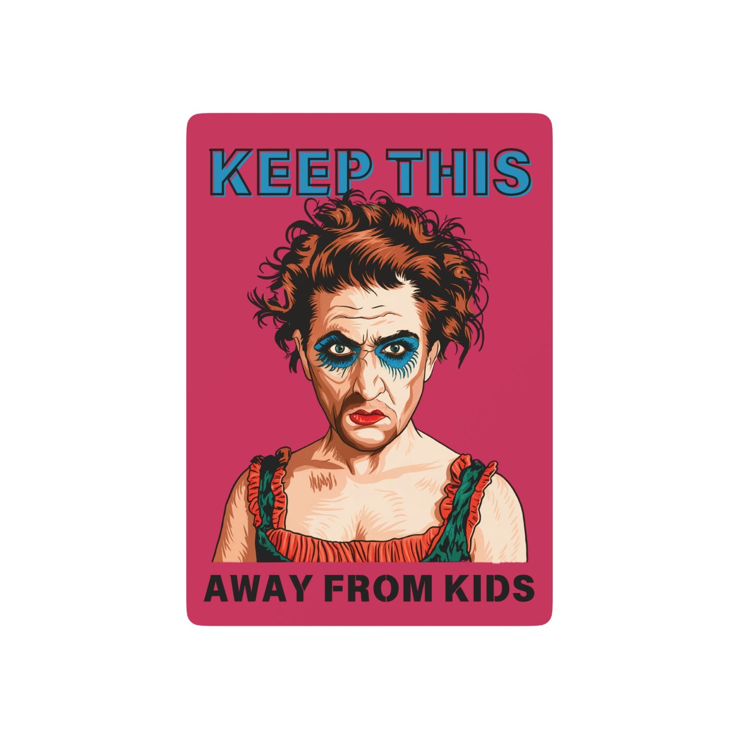 "Keep This Away from Kids", Cultural Playing Cards (Cerise)