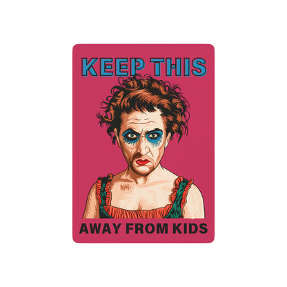 "Keep This Away from Kids", Cultural Playing Cards (Cerise)