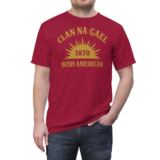 "Clan na Gael - Irish American", Unisex T-shirt (Fénechas Red)