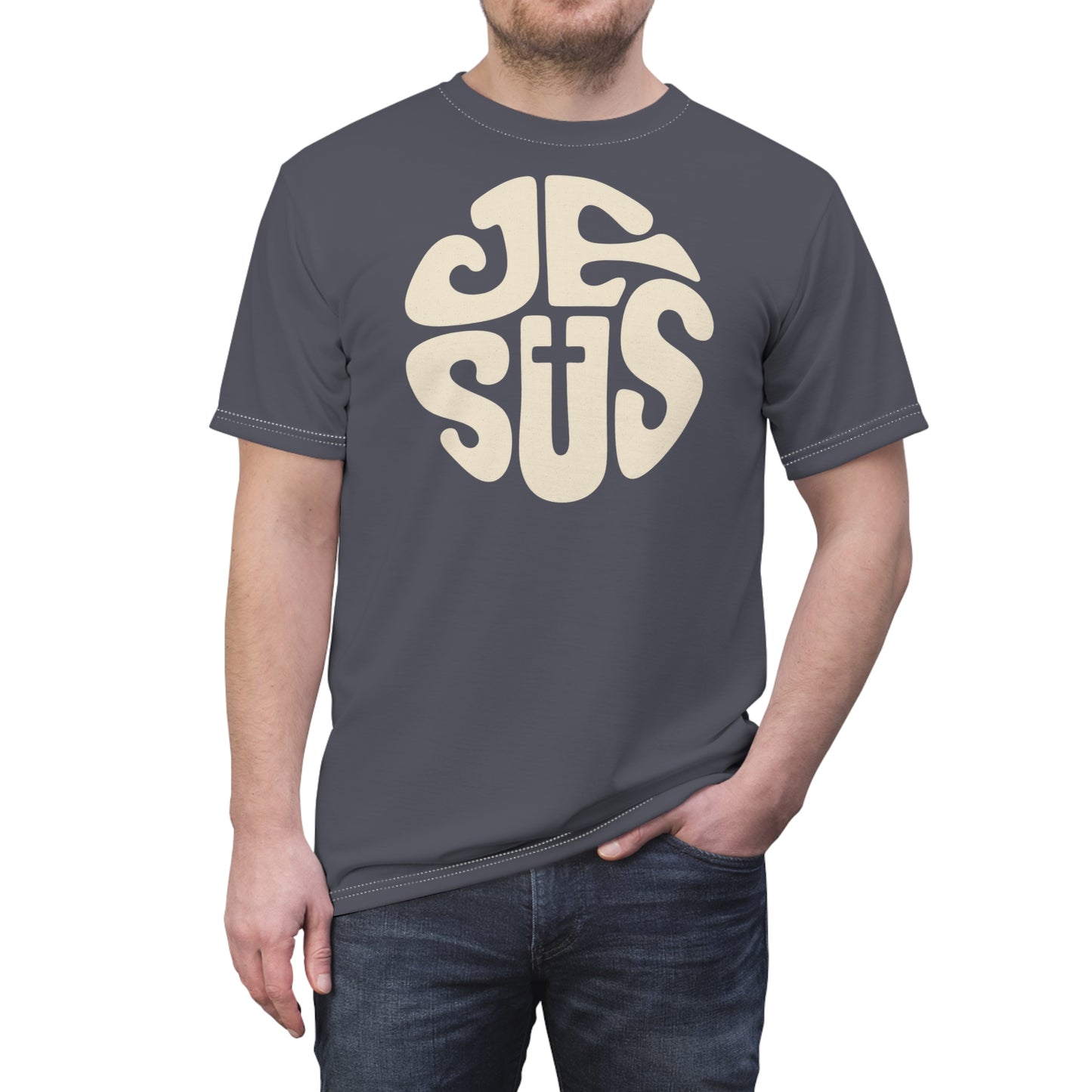 "Retro Jesus", Unisex T-shirt (Midnight Badger)