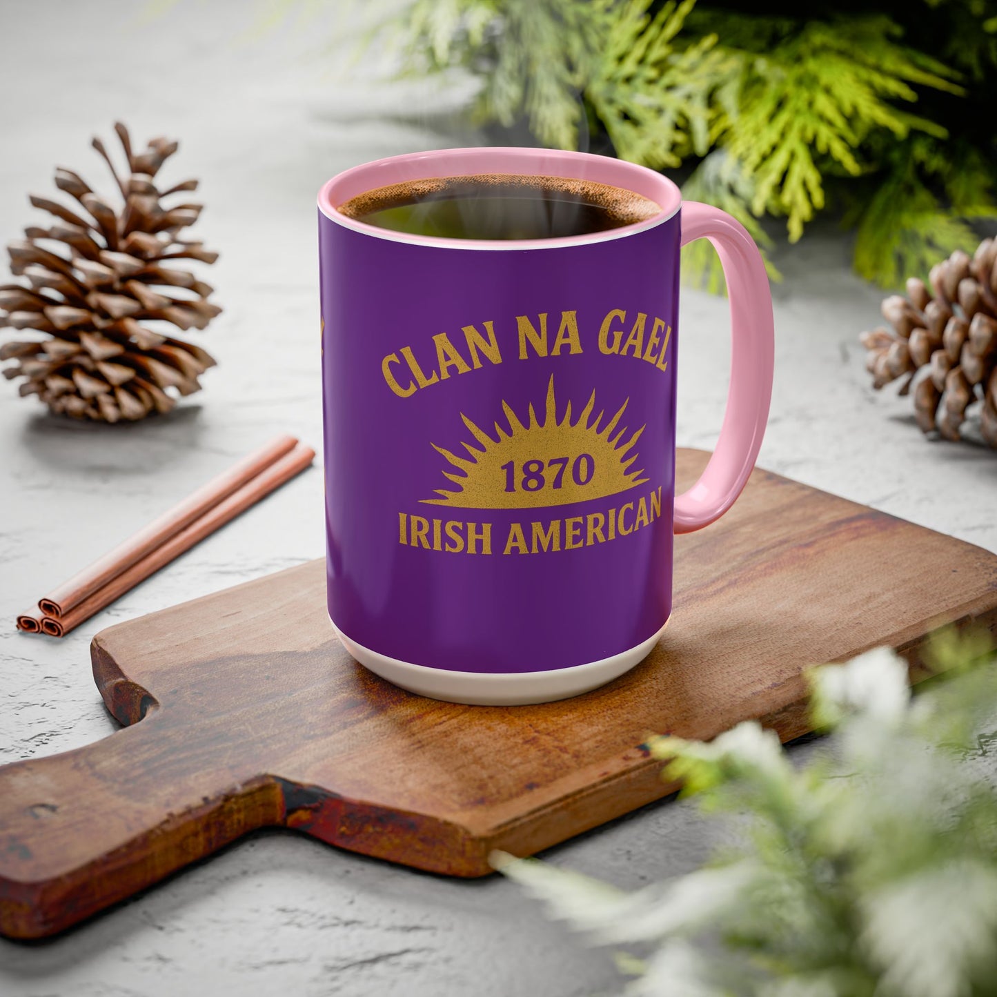 "Clan na Gael - Irish American", Colorful Mugs (11oz, 15oz) (Vesper Violet)