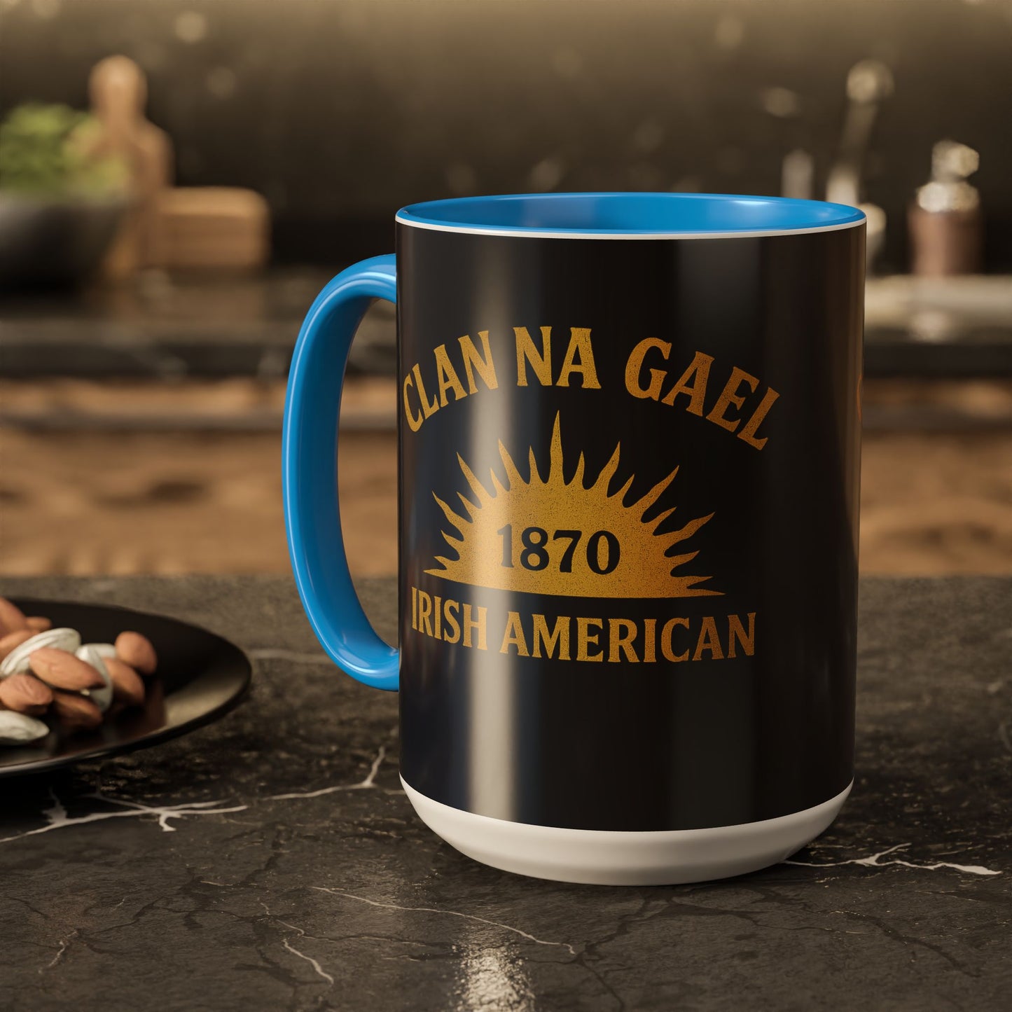 "Clan na Gael - Irish American", Colorful Mugs (11oz, 15oz) (Black Denim)