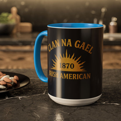 "Clan na Gael - Irish American", Colorful Mugs (11oz, 15oz) (Black Denim)