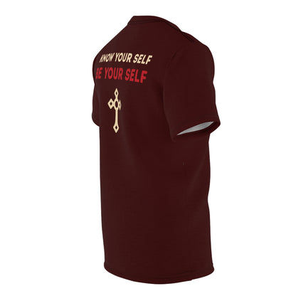 "Know Your Self", Unisex T-shirt (Mahogany)