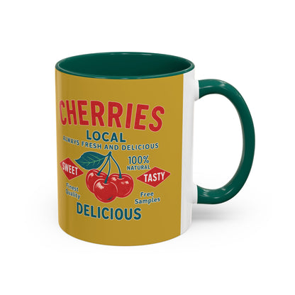 "Delicious Cherries", Colorful Mugs (11oz, 15oz) (Forgelight Gold)