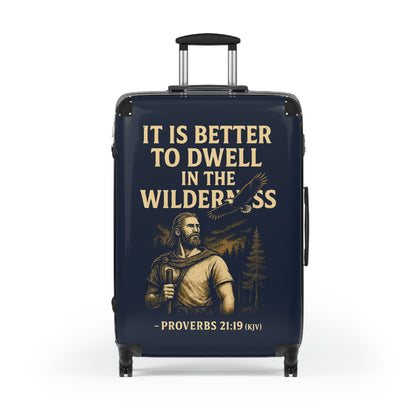 "Proverbs 21:19 (KJV), Suitcases (Dark Cambridge Blue)