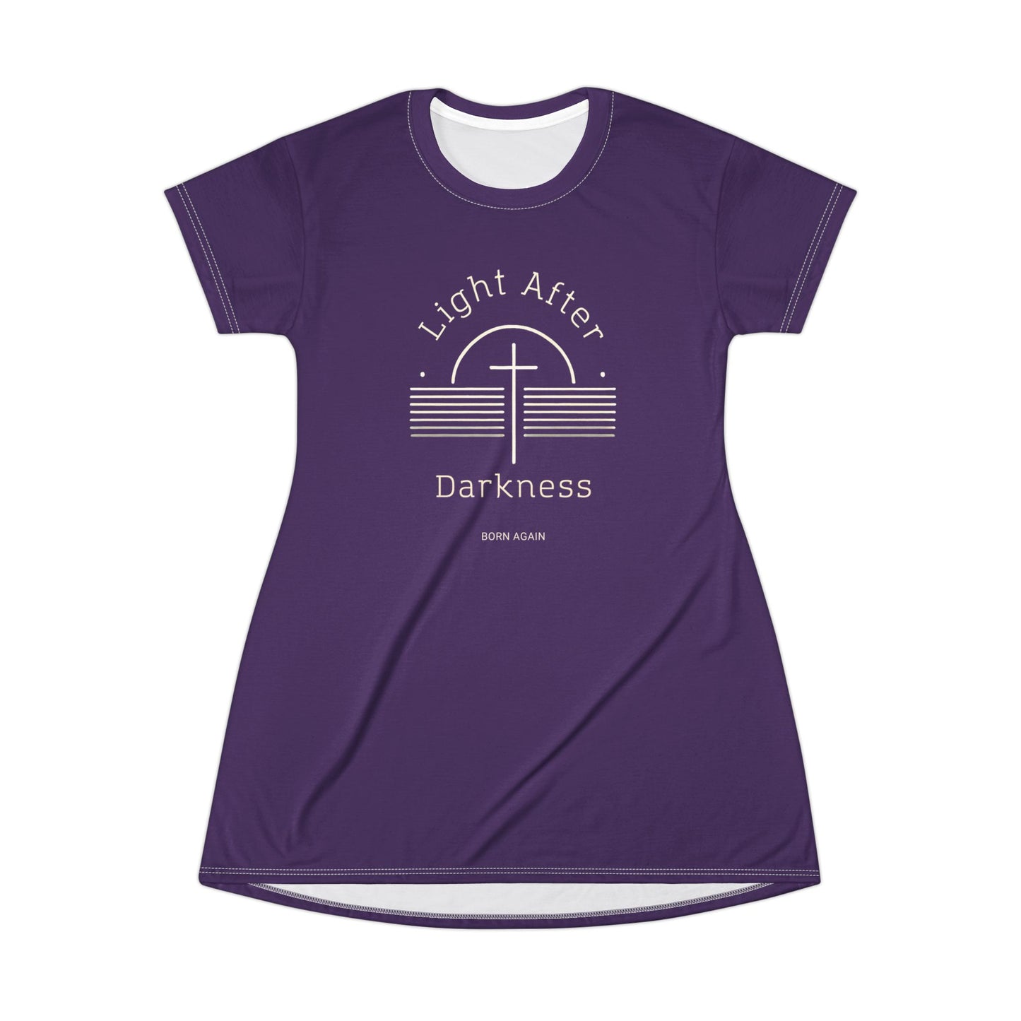 "Light After Darkness - Born Again", T-Shirt Dress (Quandong Plum)