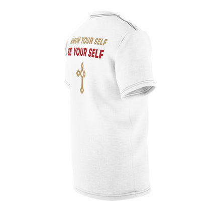 "Know Your Self", Unisex T-shirt (Foamy Milk White)